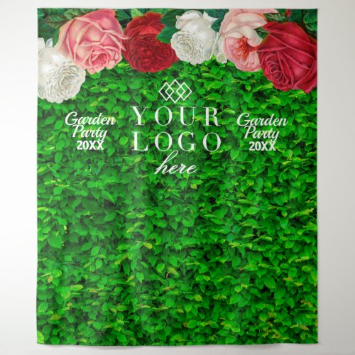 Green Wall Garden Floral Logo Party Backdrop