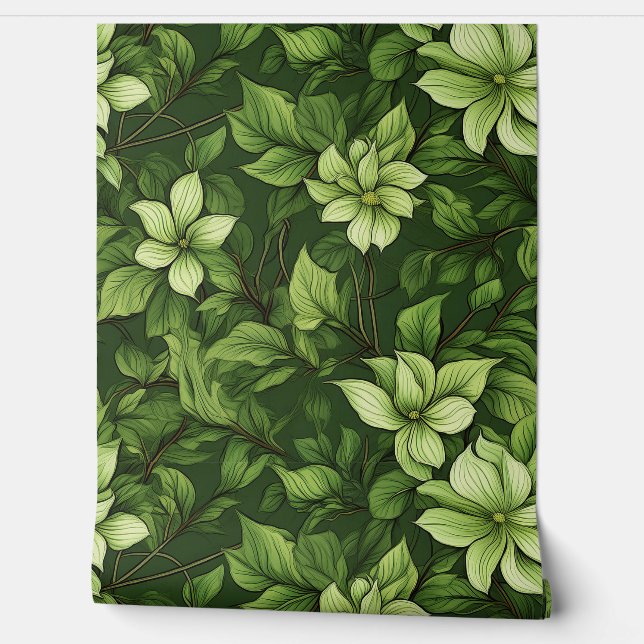 Green wall pattern wallpaper  (Unrolling)
