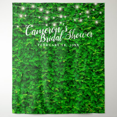 Green Wall Twinkling Lights Bridal Shower Backdrop