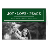 Green Warm Wishes Joy Love Peace Holiday Photo Card