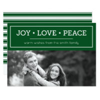 Green Warm Wishes Joy Love Peace Holiday Photo Card