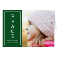 Green Warm Wishes Peace Modern Holiday Photo Card