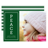 Green Warm Wishes Peace Modern Holiday Photo Card