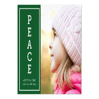 Green Warm Wishes Peace Modern Holiday Photo Magnetic Card