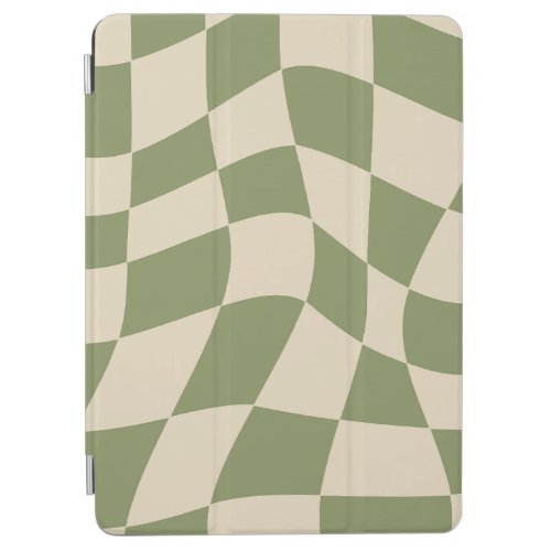 Green Warped Checker Pattern Chic iPad Air Cover