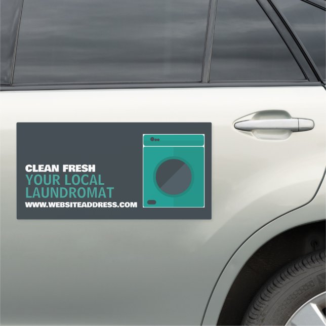 Green Washer, Laundromat, Cleaning Service Car Magnet (In Situ)