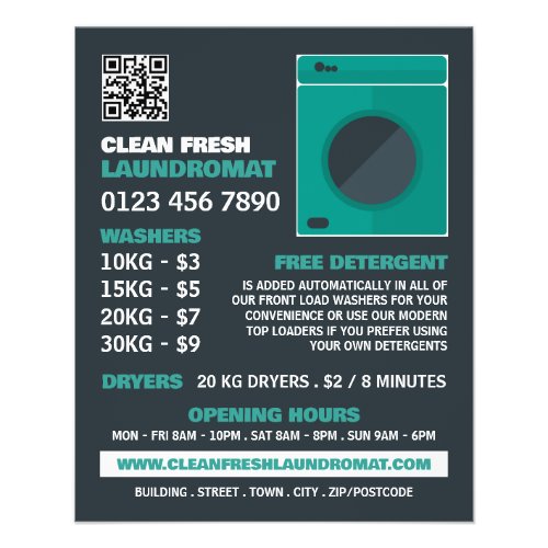 Green Washer Laundromat Cleaning Service Flyer