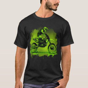 Green Water Color Dirt Bike T-Shirt
