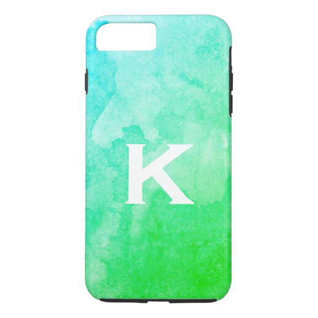 Green / Water Color / Monogram Case-Mate iPhone Case (Back)
