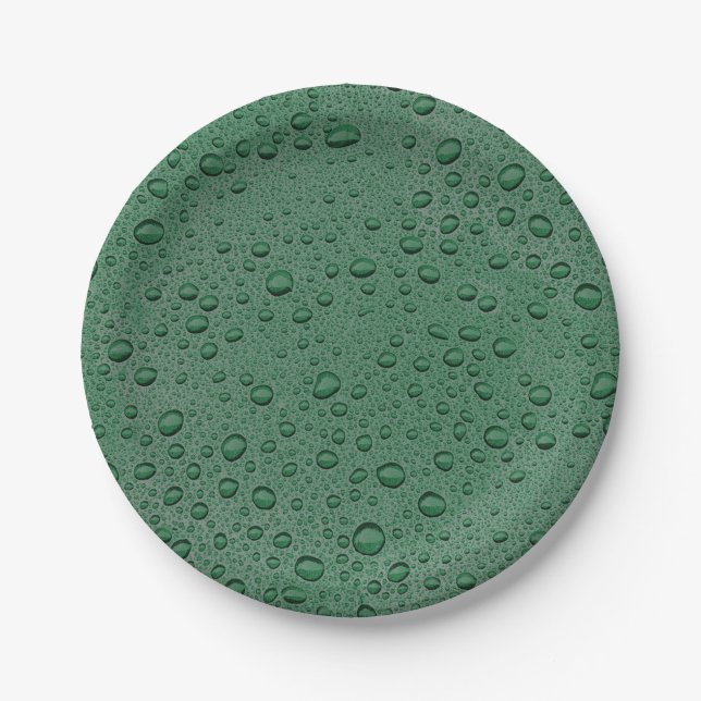 Green water droplets paper plates (Front)