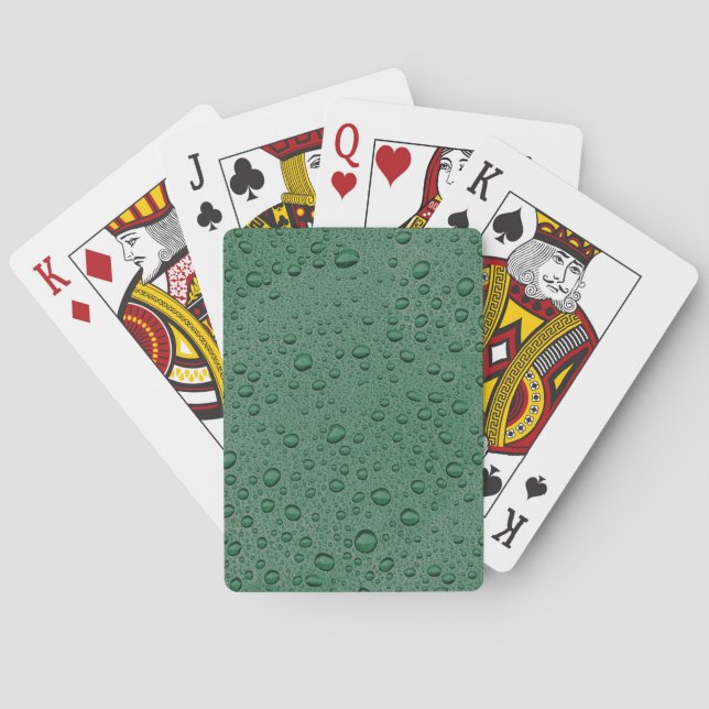 Green water droplets poker cards (Back)