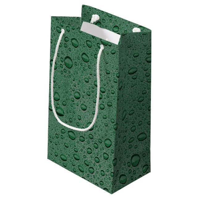 Green water droplets small gift bag (Back Angled)