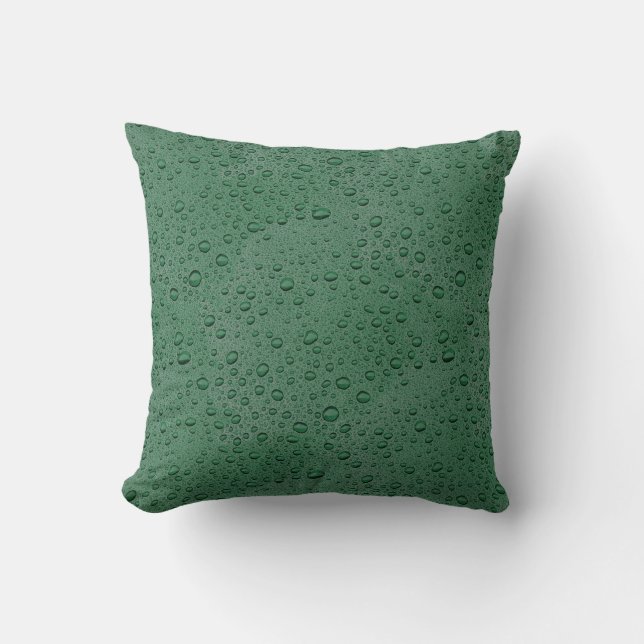 Green water droplets throw pillow (Front)