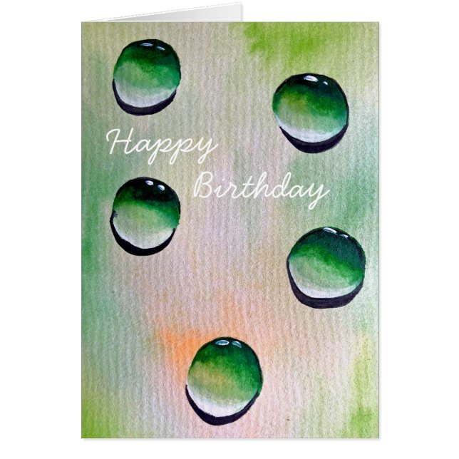 Green water drops art cards (Front)