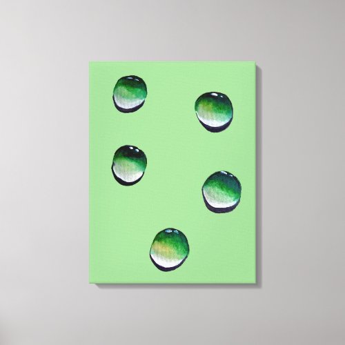 Green water drops water art canvas print