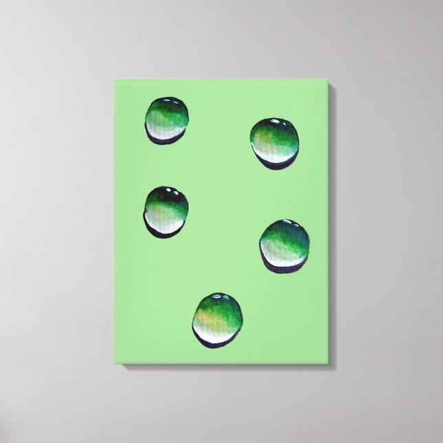 Green water drops water art canvas print (Front)