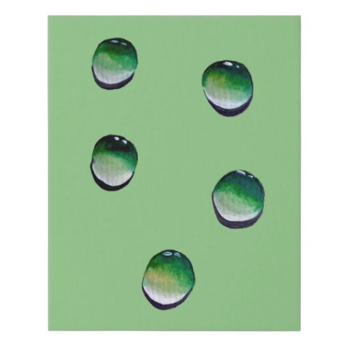 Green water drops water art canvas print