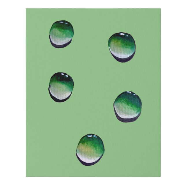 Green water drops water art canvas print (Front)