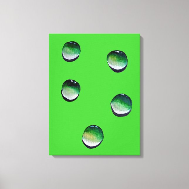 Green water drops water art canvas print (Front)