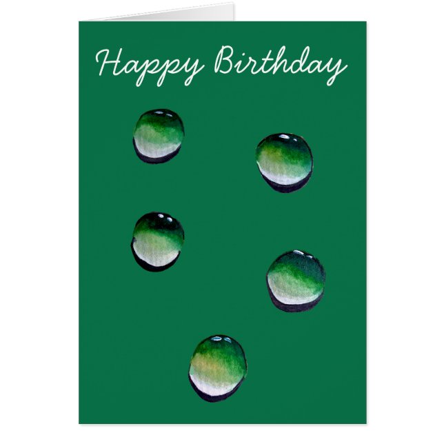 Green water drops water art cards (Front)