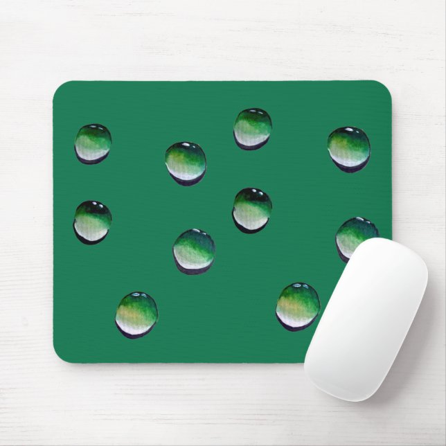 Green water drops water art mouse pad (With Mouse)