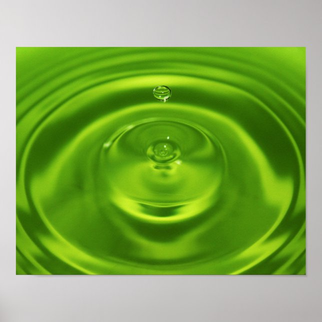GREEN WATER RIPPLES DROPS LIQUID BACKGROUNDS WALLP POSTER (Front)