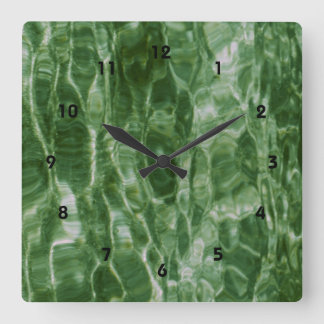 Green Water Square Wall Clock
