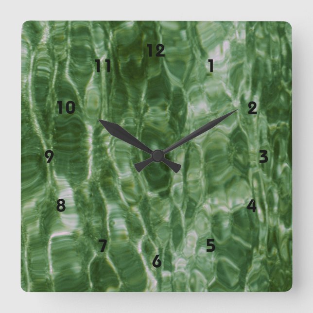 Green Water Square Wall Clock (Front)