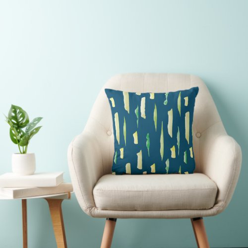 Green Watercolor Abstract Brush Strokes Pattern Throw Pillow