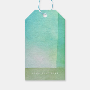 Green Watercolor Abstract Custom Name Printed Gift Tags