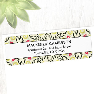 Green Watercolor Abstract Pattern Address Label