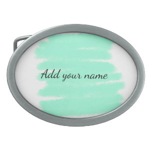 Green watercolor add name text message here throw belt buckle
