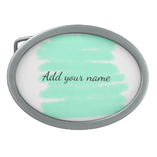 Green watercolor add name text message here throw belt buckle