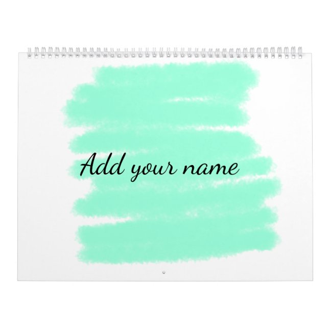 Green watercolor add name text message here throw  calendar (Cover)