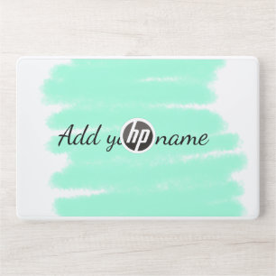 Green watercolor add name text message here throw HP laptop skin