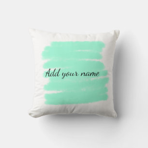 Green watercolor add name text message here throw pillow