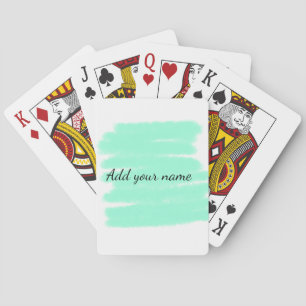 Green watercolor add name text message here throw  poker cards