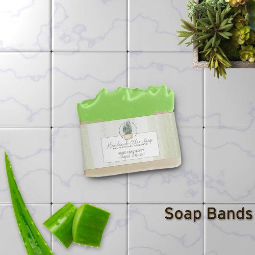 Green Watercolor Aloe Handmade Soap Band Wrap