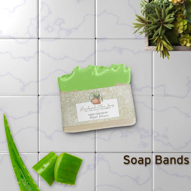 Green Watercolor Aloe Handmade Soap Band Wrap (Creator Uploaded)
