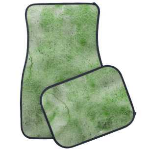 Green watercolor and ink paper textures on white b car floor mat