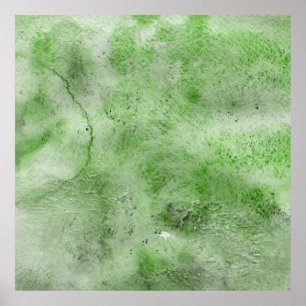 Green watercolor and ink paper textures on white b poster