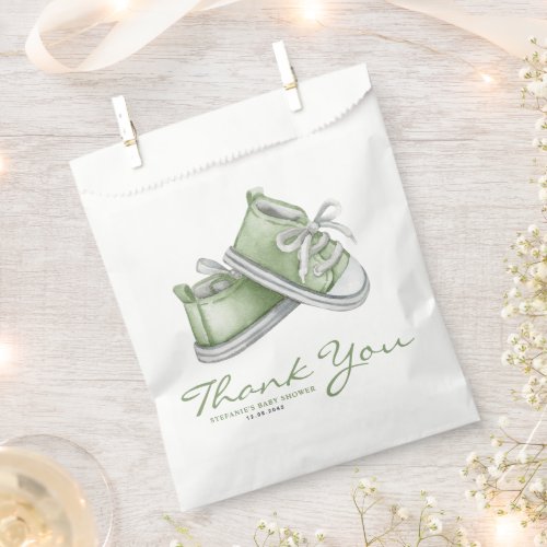 Green Watercolor Baby Booties Baby Shower Favor Bag