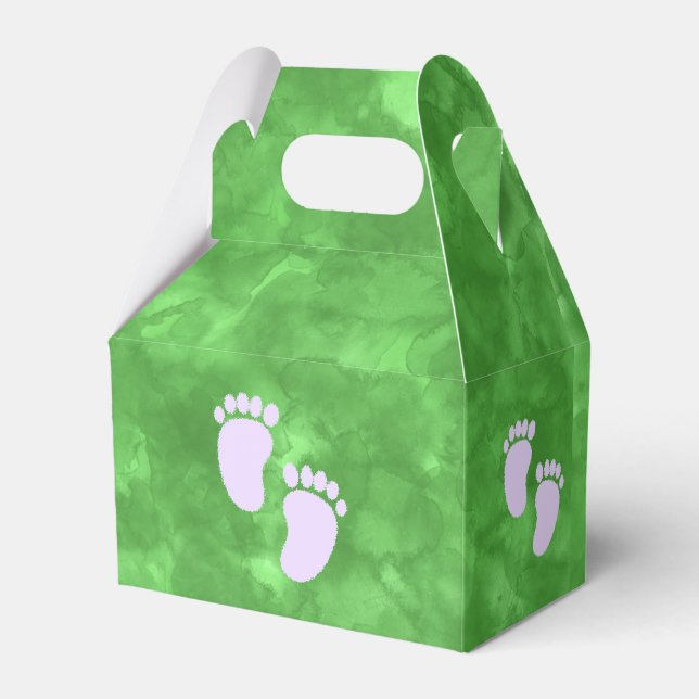 Green Watercolor Baby Shower Custom Favor Boxes (Front Side)
