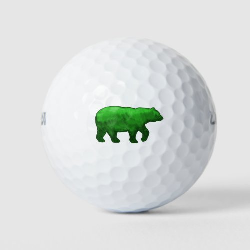 Green Watercolor Bear Golf Balls