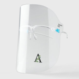 Green Watercolor Botanical Monogram Face Shield