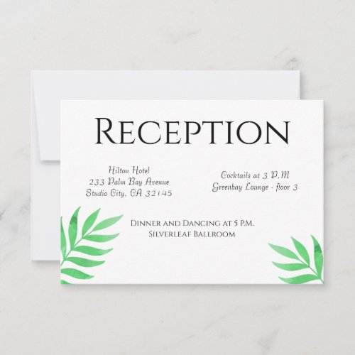 Green Watercolor Botanical Reception RSVP Card