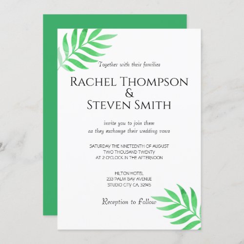 Green Watercolor Botanical Wedding Invitation