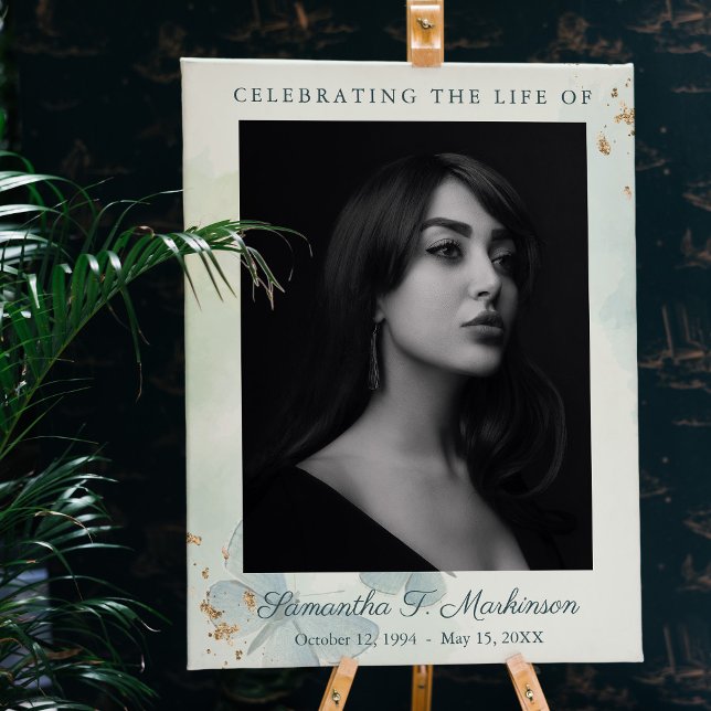 Green Watercolor Butterfly Funeral Services Foam Board (Creator Uploaded)