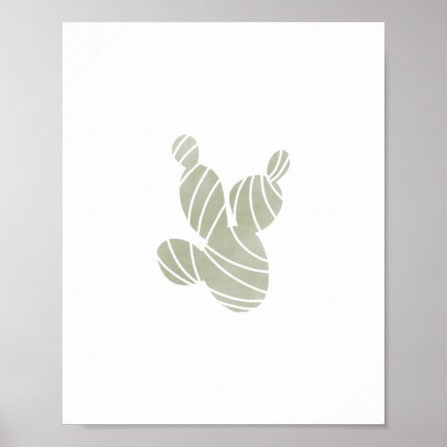Green watercolor cactus poster (Front)