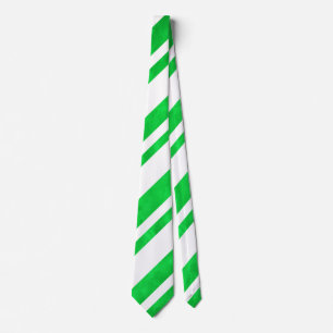 Green Watercolor Candy Cane Stripes Neck Tie